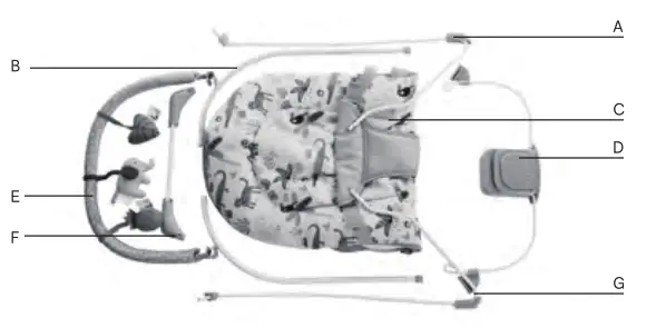 anko 43139767 Jungle Baby Bouncer - parts