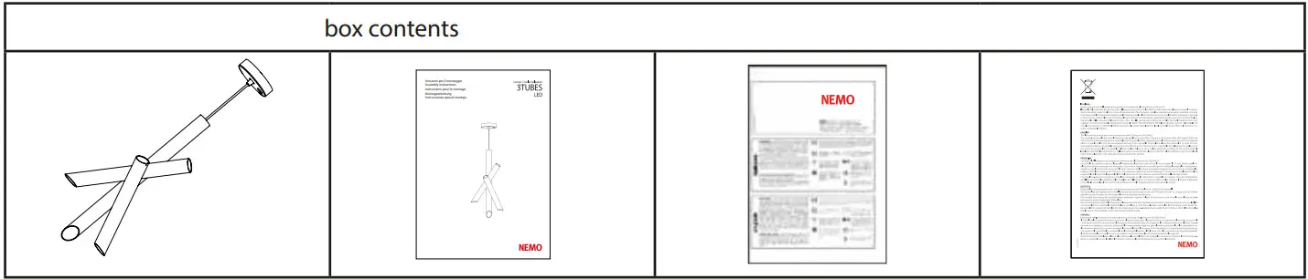 NEMO 072TTB000100 3 Tubes LED Light - box contents