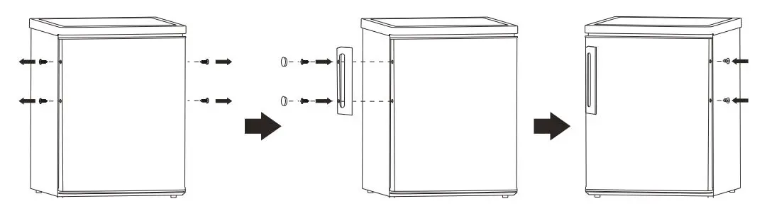 Continental Edison CEFC260DB 260 L Bottom Freezer Fridge Instructions - Install door external handle