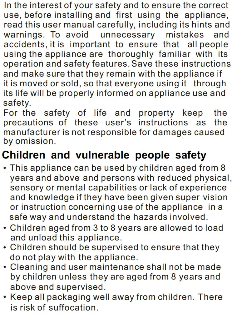 Continental Edison CEFC260DB 260 L Bottom Freezer Fridge Instructions - Safety information