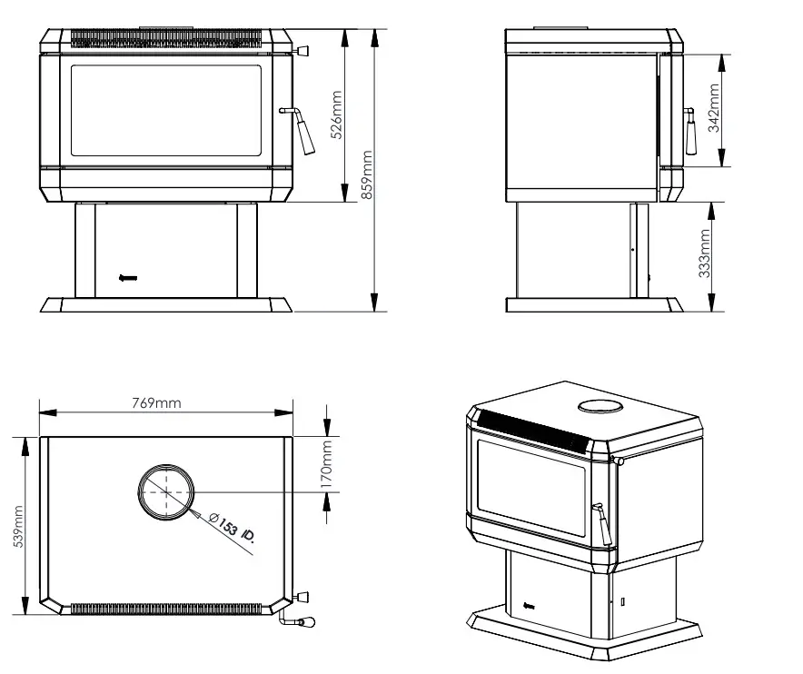 REGENCY F250B Hume Freestanding Wood Fire - Figure 1
