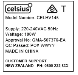 celsius CELHV145 45cm High Velocity Floor Fan - fig