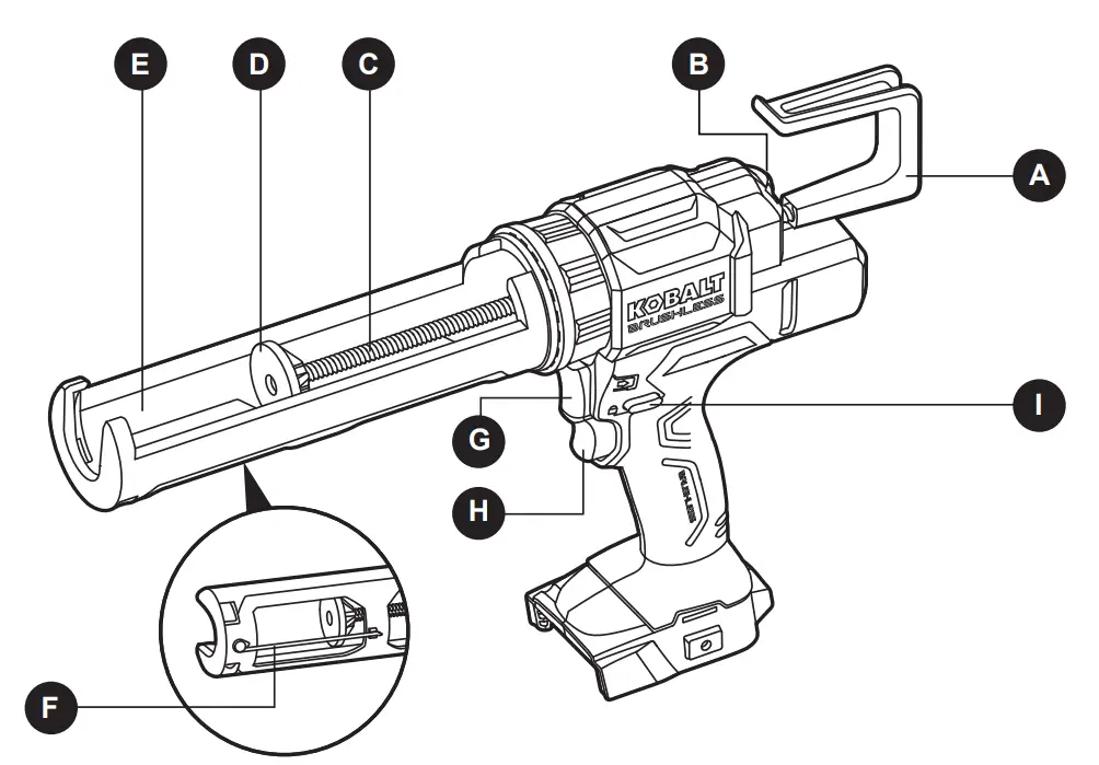 KOBALT KCG 124B 03 Battery Powered Anti-drip Rod Caulk Gun - Fig 3