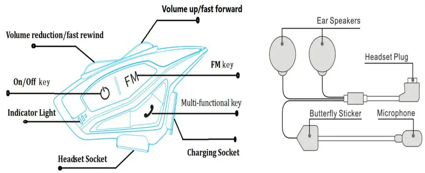 Hysnox Shark 02 Helmet Intercom Headset - Hysnox Shark 02 Helmet Intercom Headset