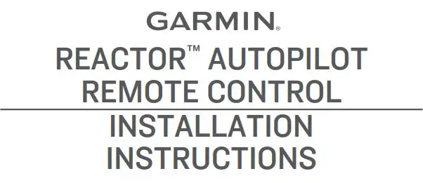 GARMIN 010-12833-10 Autopilot Remote Control Installation Guide