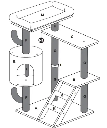 Catinsider-Green-Wooden-Desert-Cactus-Cat-Tree-FIG-1