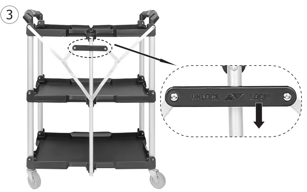 VOGUE DT429 3 Tier PP Folding Trolley Black-fig1
