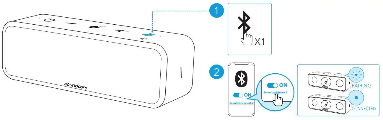 Soundcore A3125 Select 2 Portable Bluetooth Speaker - Bluetooth Mode