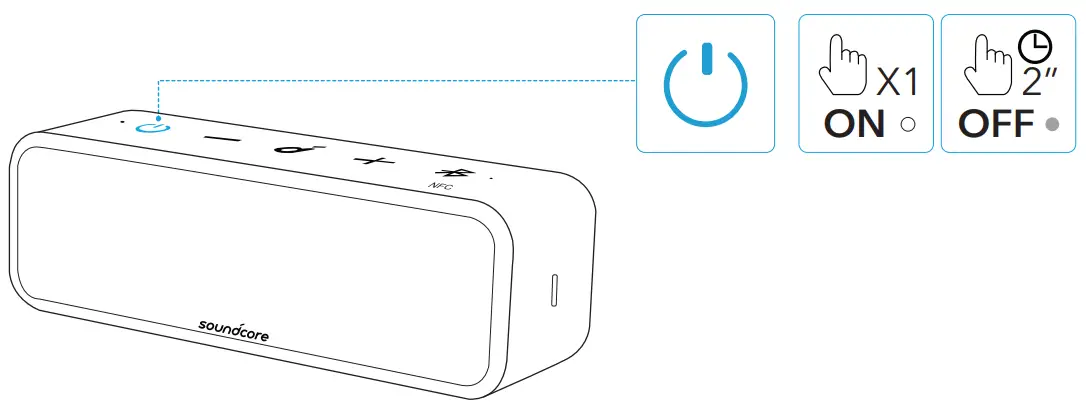 Soundcore A3125 Select 2 Portable Bluetooth Speaker - Powering On Off