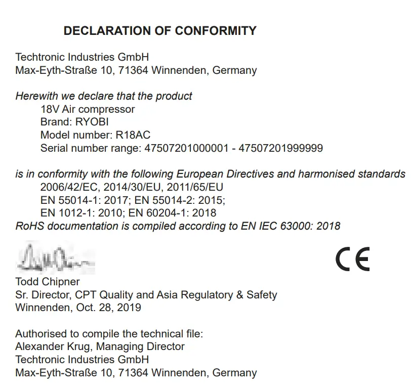 Declaration Conformity