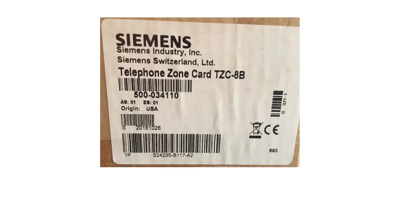 Siemens Tzc-8b Telephone Zone Card Instruction Manual