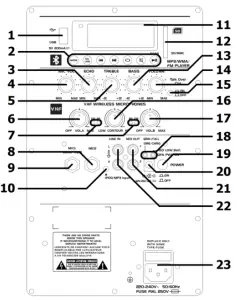 qtx QRPABT Portable PA Units with Bluetooth and VHF Mics - Rear Panel Layout