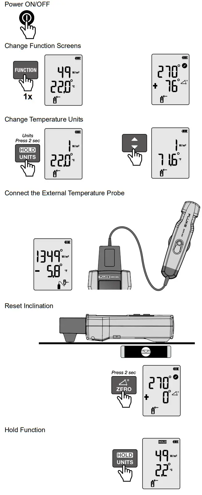 FLUKE IRR1-SOL Solar Irradiance Meter - Second Function