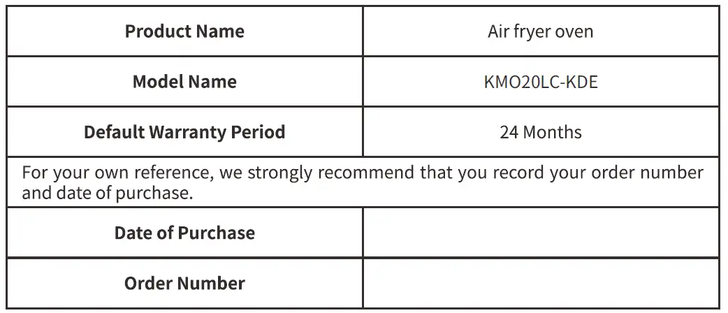 KMO20LC-KDE Air Fryer Oven 10