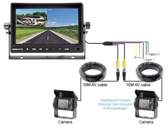 ELINZ M7AHDRV108010M 7 Inch AHD Car Monitor CCD 4PIN Reversing Camera FIG 9