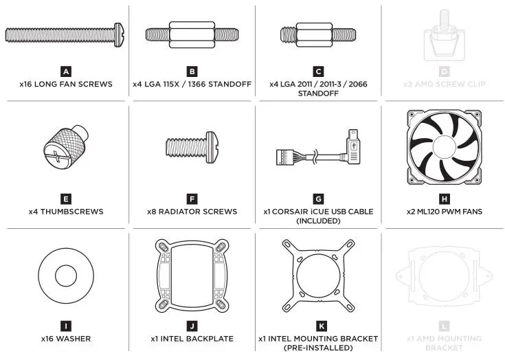 CORSAIR Hydro - Included Hardware for Intel
