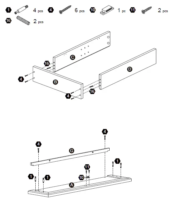 TEAMSON HOME EHF-F0007 Elegant Home Fashions Newport Wall Mounted Cabinet fig 6
