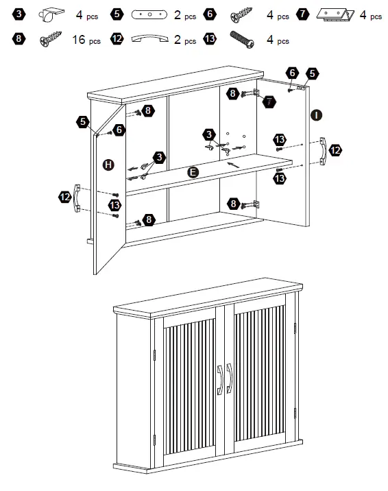 TEAMSON HOME EHF-F0007 Elegant Home Fashions Newport Wall Mounted Cabinet fig 8