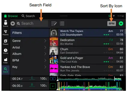 Searching & Filtering Tracks