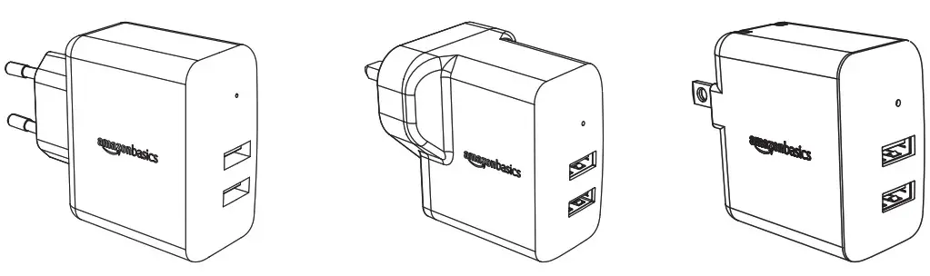amazon basics B0773BHCVD Dual-Port 24W USB Wall Charger - Cover