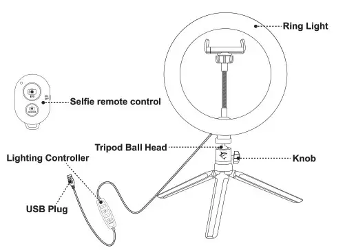 white shark RL-08 Ring LED Light - pakes inculudar