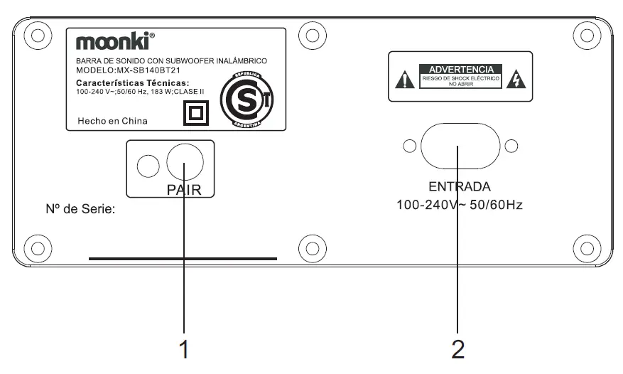 moonki MX-SB140BT21 2.1 Channel Soundbar with Wireless Subwoofer 4