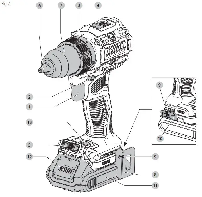 DEWALT DCD800 Brushless Cordless 1 2 in. Drill Driver Kit Instruction Manual - fig A