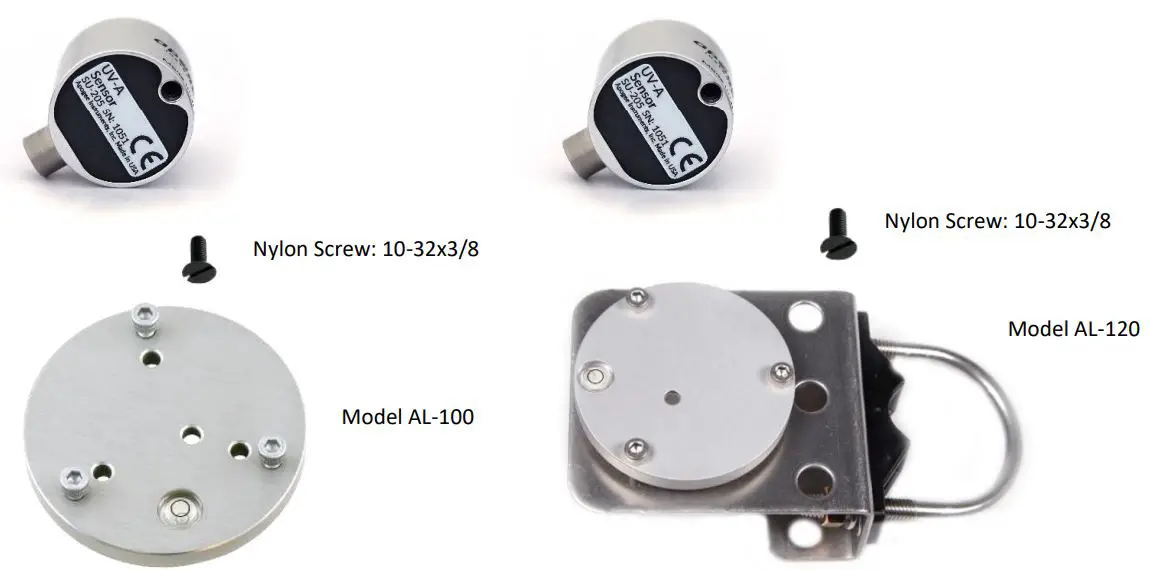 apogee SU-200-SS Ultraviolet-A Sensor Owner's Manual - Mount the sensor to a solid surface with the nylon mounting screw provided