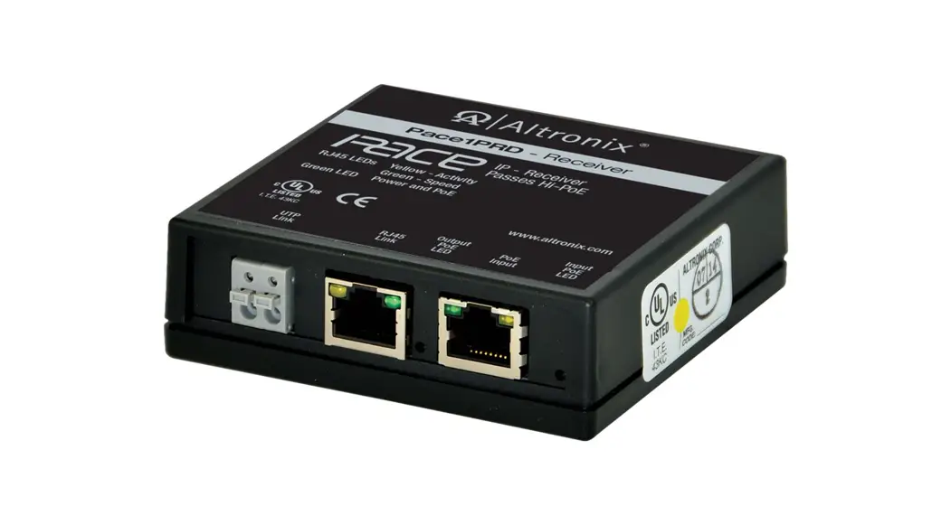 Altronix Pace1prd Ip And Hi-poe Receiver Over Extended Distance Cat5e Installation Guide