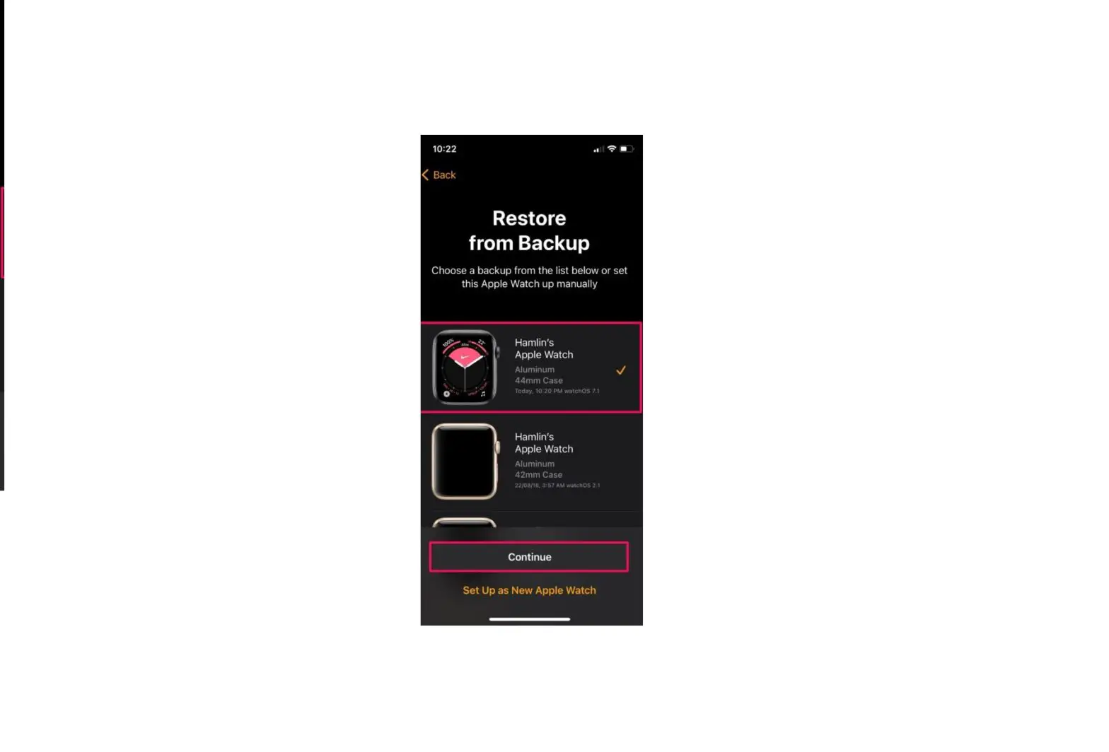 Restore Apple Watch From A Backup