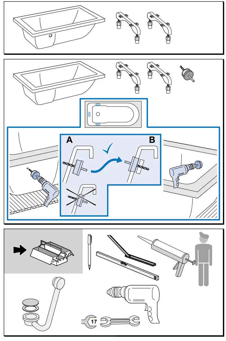 Villeroy Boch UBQ177OBE2V-01 Oberon Rectangular Bath - Figure 6