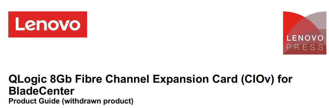 Lenovo 44X1945 QLogic 8Gb Fibre Channel Expansion Card Owner's Manual