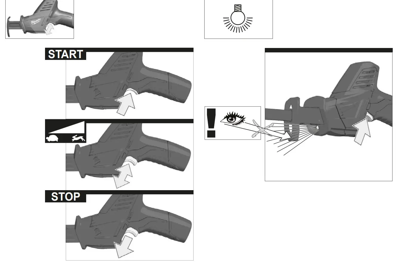 milwaukee C12 HZ Cordless Reciprocating Saw - Figure 4
