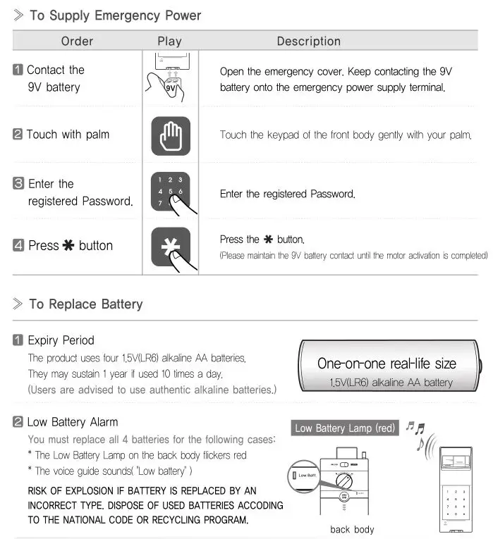 Yale YDR4110 Smart Door Lock - Emergency Power Supply for Discharged Batteries