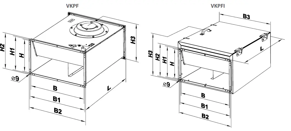 VENTS VKP Centrifugal Rectangular Duct Fan fig 3