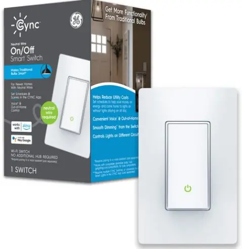 GE 93130501 Toggle or Paddle Smart Switch-FIG1