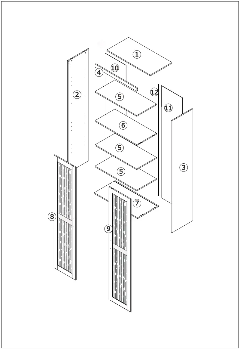 FUFU GAGA LJY KF200050 01 White Particleboard 5 Shelf Bookcase - fig 7