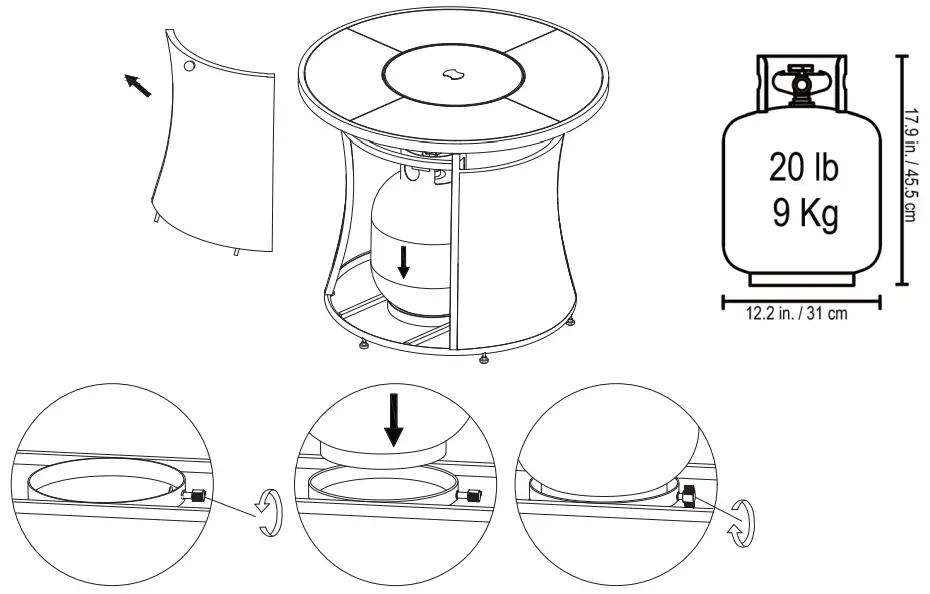 HOME DECORATORS COLLECTION FHWS80121 Kettering Wicker Round Lp Fire Pit - fig 5
