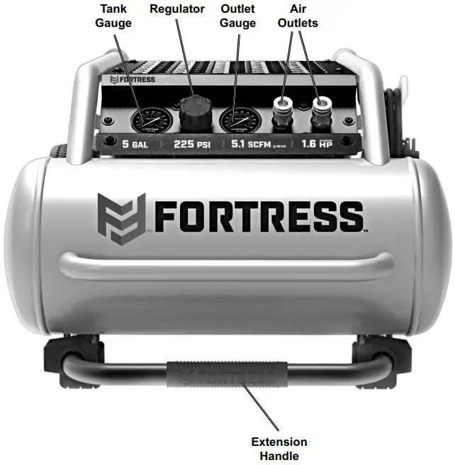 FORTRESS 57391 5 Gallon 225 PSI High Performance Wheeled Jobsite Air Compressor - FIGURE 2