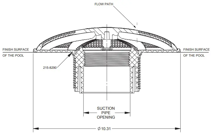 waterway 640-215x V 10 Inch Ultra Retro Vinyl Suction Outlet Sumpless - fig 2