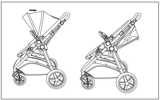 anko M6800 Reversible Stroller Instruction Manual - Close the canopy before folding