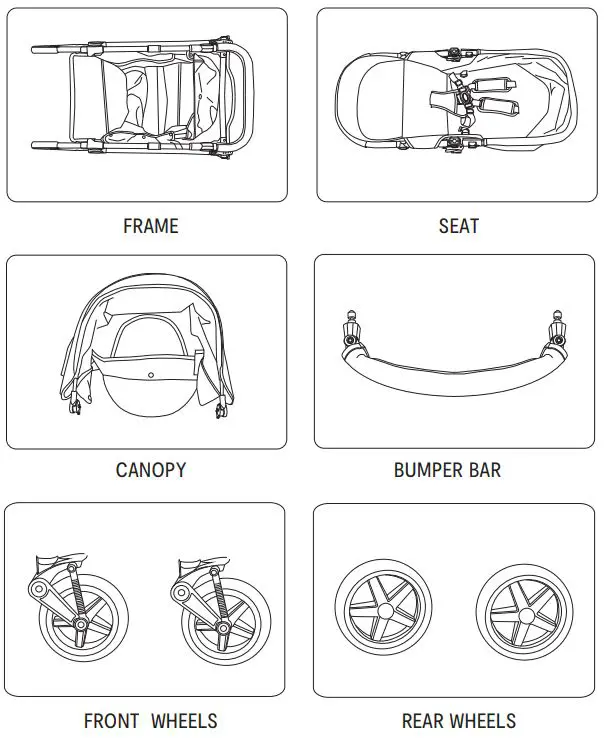 anko M6800 Reversible Stroller Instruction Manual - Components