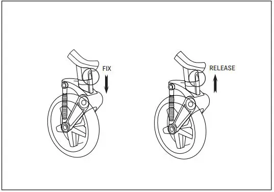 anko M6800 Reversible Stroller Instruction Manual - FRONT WHEEL LOCK