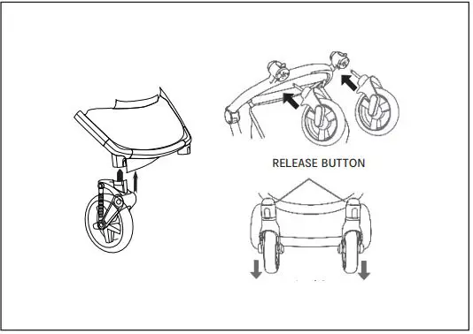 anko M6800 Reversible Stroller Instruction Manual - Front Wheel Installation