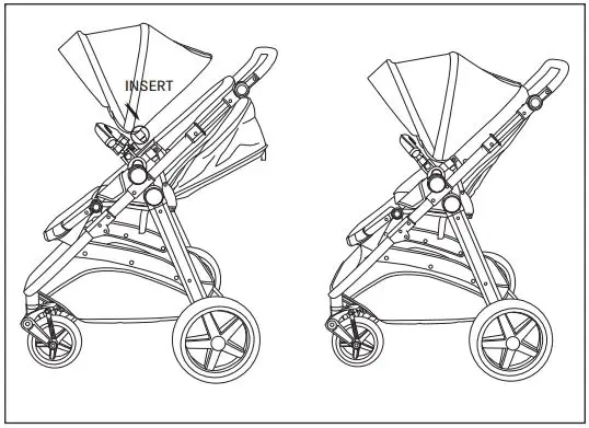 anko M6800 Reversible Stroller Instruction Manual - Insert the canopy clips into the slot