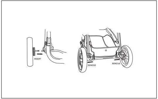 anko M6800 Reversible Stroller Instruction Manual - Rear Wheel Installation