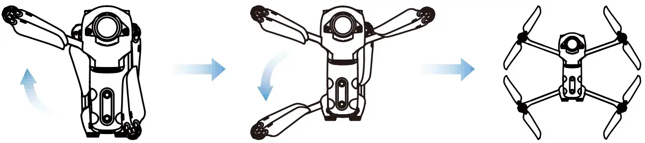 Unfold the arms and propellers