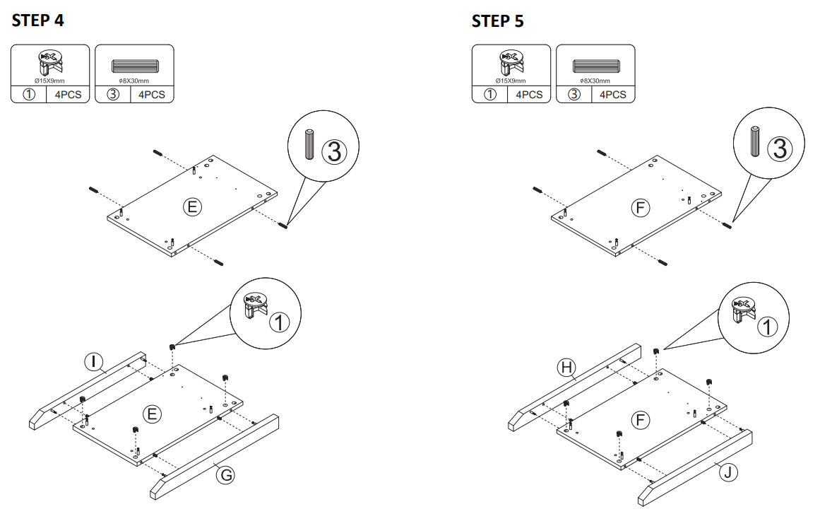 JAXPETY HG61Y1156 Farmhouse Nightstand Wood Storage Cabinet - Step 3