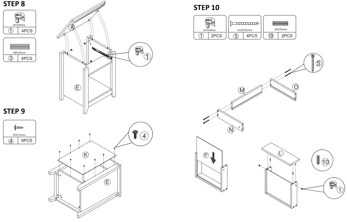 JAXPETY HG61Y1156 Farmhouse Nightstand Wood Storage Cabinet - Step 5