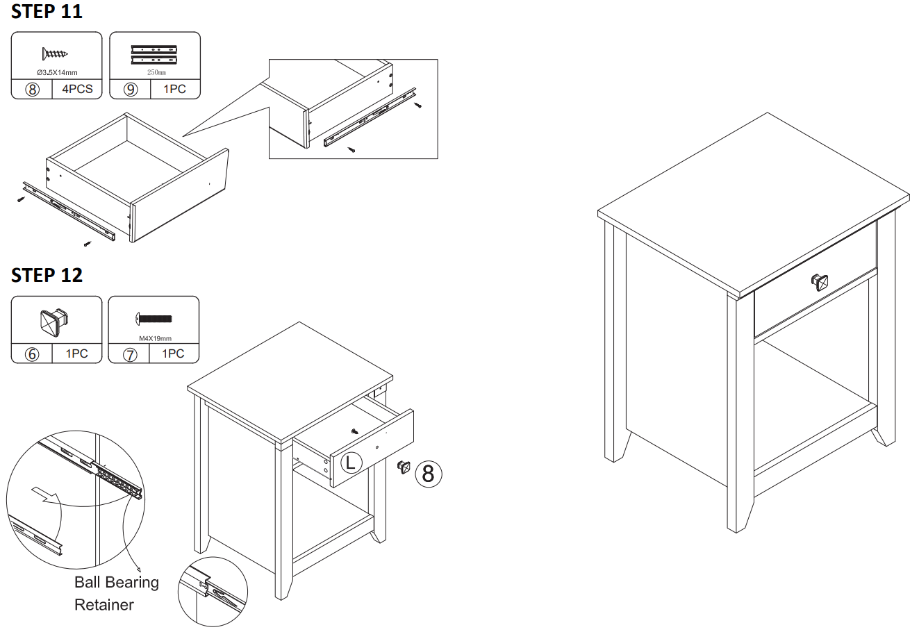 JAXPETY HG61Y1156 Farmhouse Nightstand Wood Storage Cabinet - Step 6